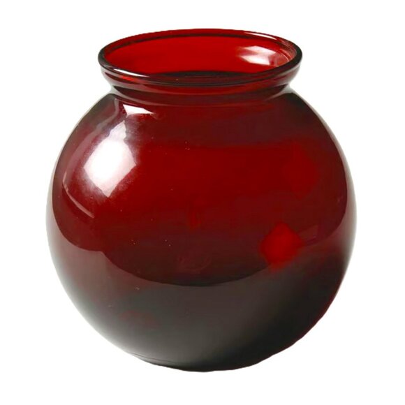 Art Deco Roly Poly Royal Ruby Small Ivy Ball Vase by Anchor Hocking Vintage - Picture 2 of 6